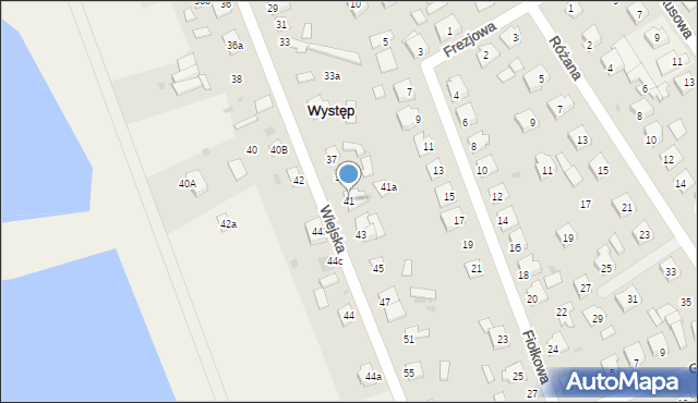 Występ, Wiejska, 41, mapa Występ