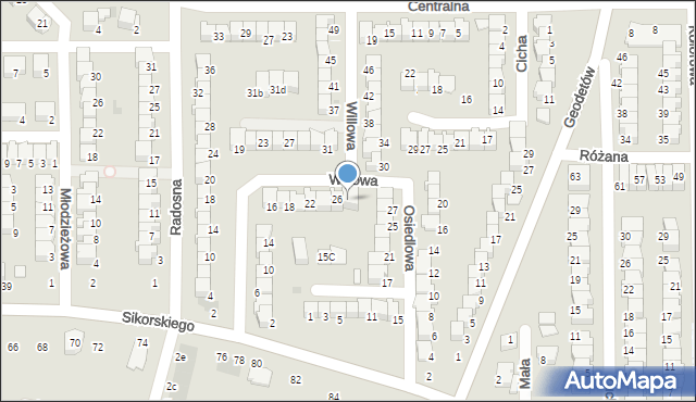 Wyszków, Willowa, 28, mapa Wyszków