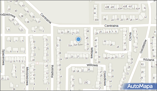 Wyszków, Willowa, 31e, mapa Wyszków