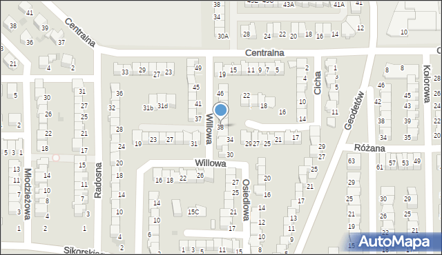 Wyszków, Willowa, 38, mapa Wyszków