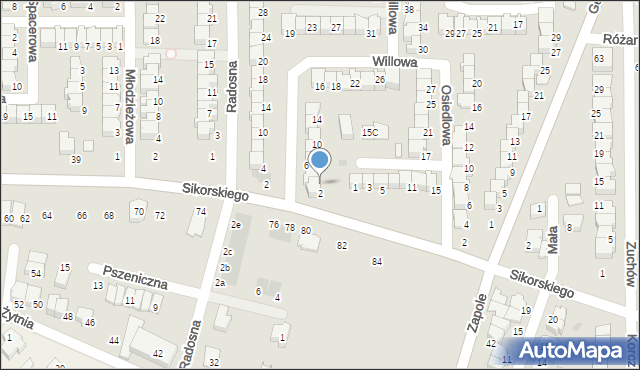 Wyszków, Willowa, 4, mapa Wyszków