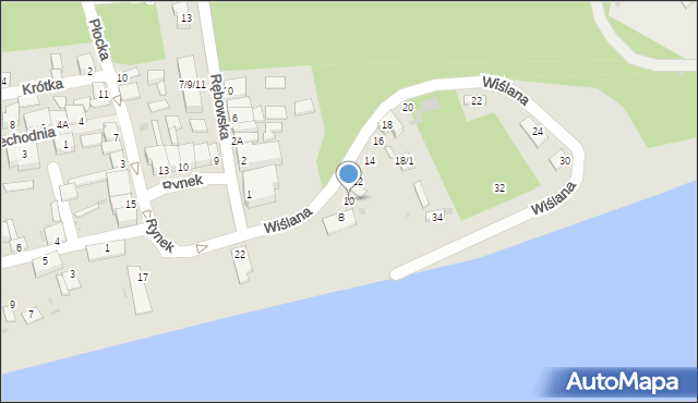 Wyszogród, Wiślana, 10, mapa Wyszogród