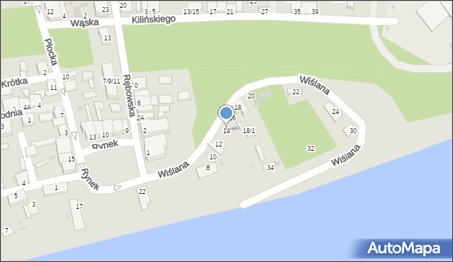 Wyszogród, Wiślana, 14, mapa Wyszogród