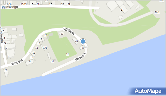 Wyszogród, Wiślana, 30, mapa Wyszogród