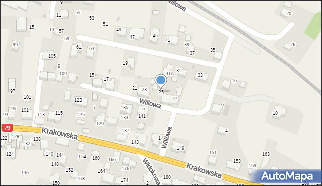 Zabierzów, Willowa, 25, mapa Zabierzów