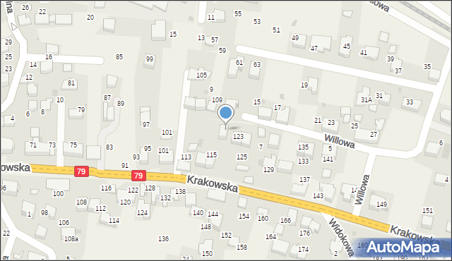 Zabierzów, Willowa, 7b, mapa Zabierzów