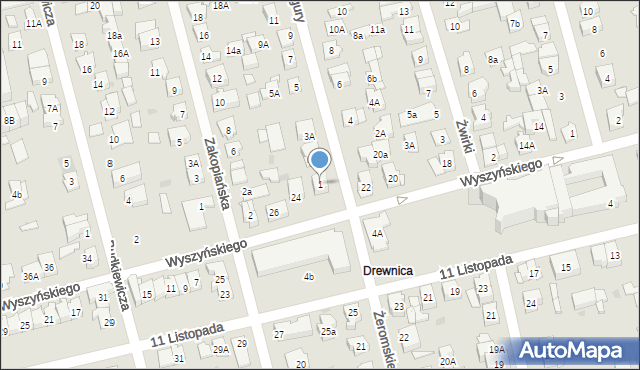 Ząbki, Wigury Stanisława, inż. pil., 1, mapa Ząbki