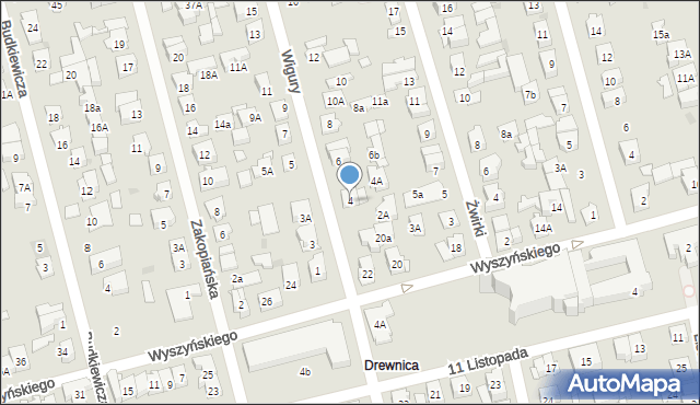 Ząbki, Wigury Stanisława, inż. pil., 4, mapa Ząbki