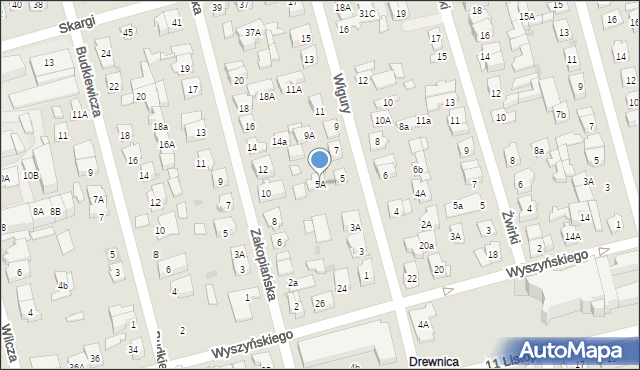 Ząbki, Wigury Stanisława, inż. pil., 5A, mapa Ząbki