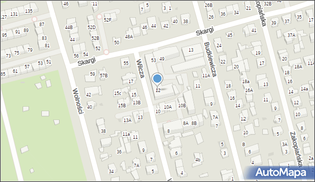 Ząbki, Wilcza, 12, mapa Ząbki