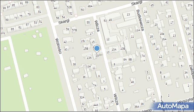 Ząbki, Wilcza, 13, mapa Ząbki