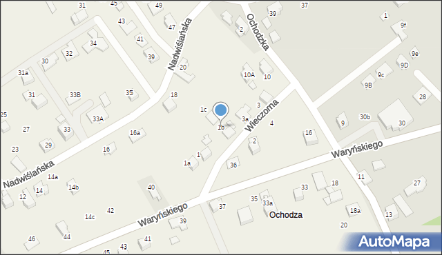 Zabrzeg, Wieczorna, 1b, mapa Zabrzeg