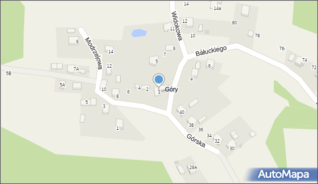 Zagórze, Widokowa, 1, mapa Zagórze