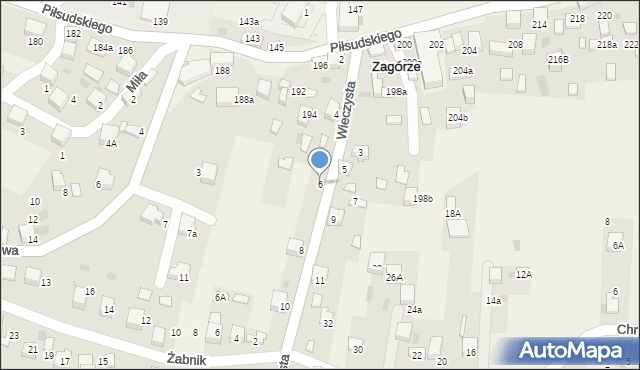 Zagórze, Wieczysta, 6, mapa Zagórze