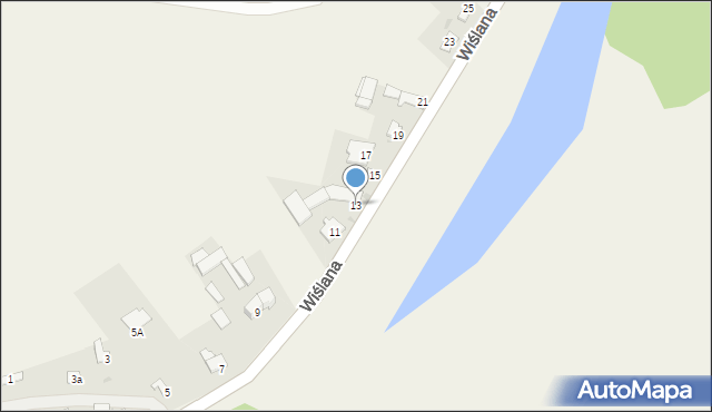 Zajezierze, Wiślana, 13, mapa Zajezierze