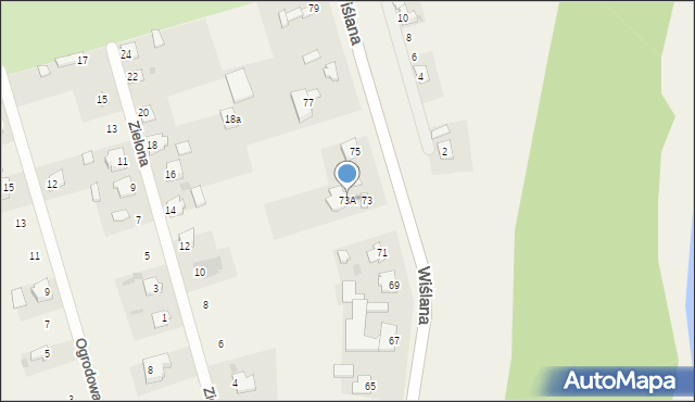 Zajezierze, Wiślana, 73A, mapa Zajezierze