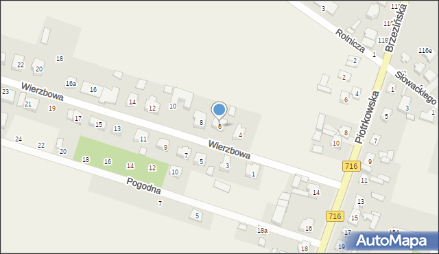 Żakowice, Wierzbowa, 6, mapa Żakowice