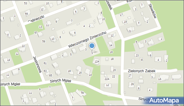 Zalesie Górne, Wieczornego Zmierzchu, 1, mapa Zalesie Górne