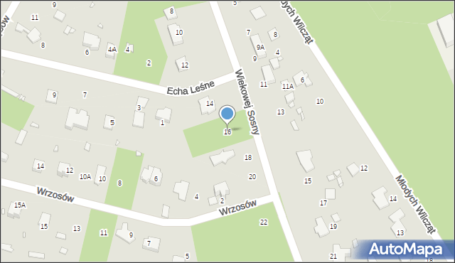 Zalesie Górne, Wiekowej Sosny, 16, mapa Zalesie Górne