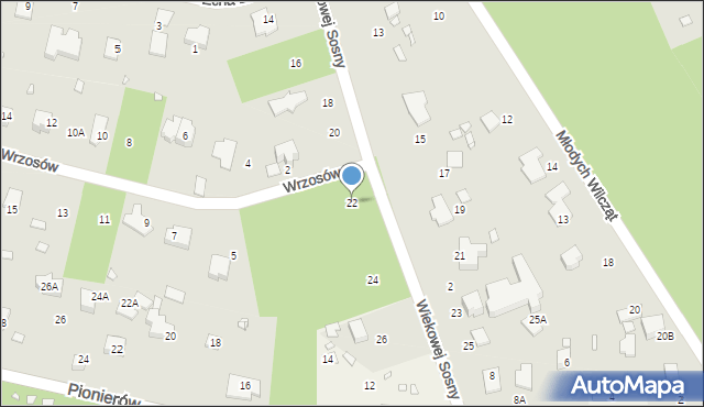 Zalesie Górne, Wiekowej Sosny, 22, mapa Zalesie Górne