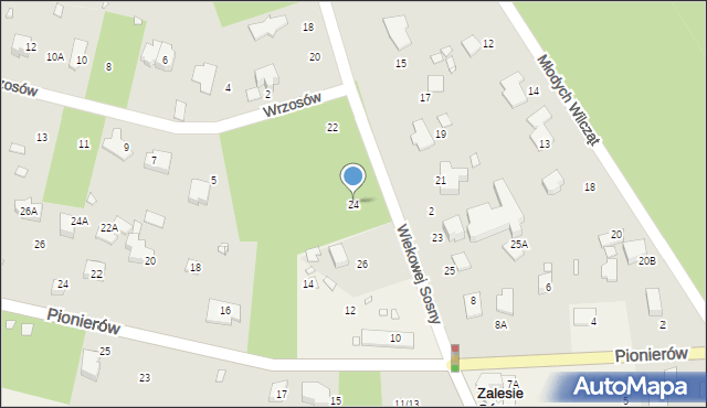 Zalesie Górne, Wiekowej Sosny, 24, mapa Zalesie Górne