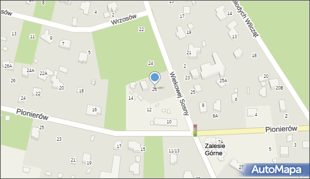 Zalesie Górne, Wiekowej Sosny, 26, mapa Zalesie Górne