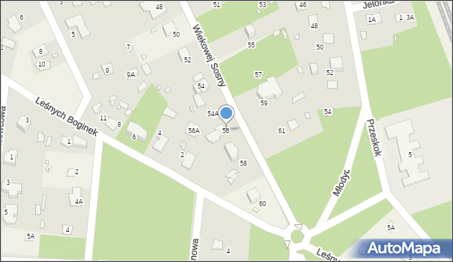 Zalesie Górne, Wiekowej Sosny, 56, mapa Zalesie Górne