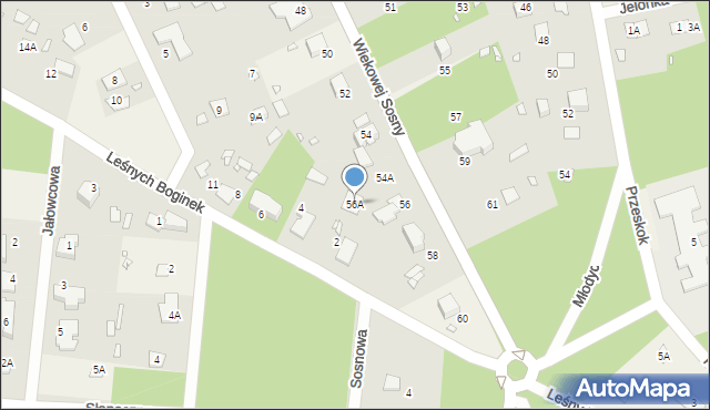 Zalesie Górne, Wiekowej Sosny, 56A, mapa Zalesie Górne