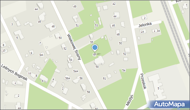Zalesie Górne, Wiekowej Sosny, 57, mapa Zalesie Górne