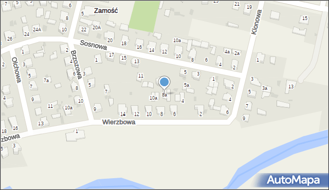 Zamość, Wierzbowa, 8a, mapa Zamościa