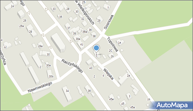 Zaniemyśl, Wiejska, 1, mapa Zaniemyśl