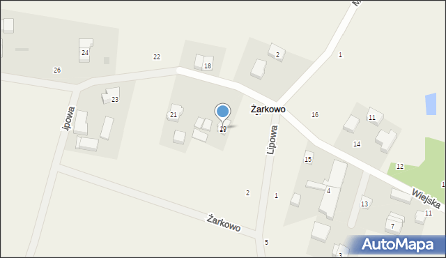 Żarkowo, Wiejska, 19, mapa Żarkowo