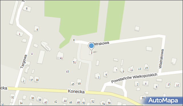 Żarnów, Wiatrakowa, 1, mapa Żarnów