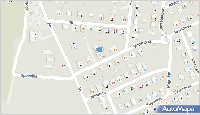 Żarów, Wiosenna, 11, mapa Żarów