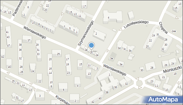 Żary, Wieniawskiego Henryka, 2c, mapa Żary