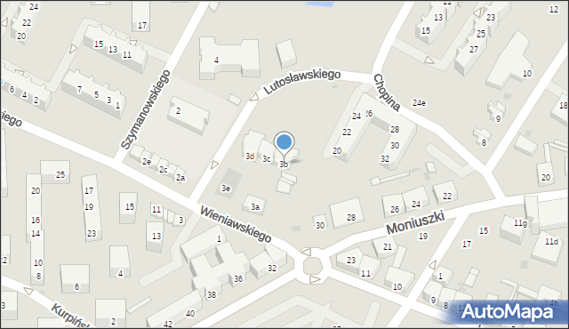 Żary, Wieniawskiego Henryka, 3b, mapa Żary