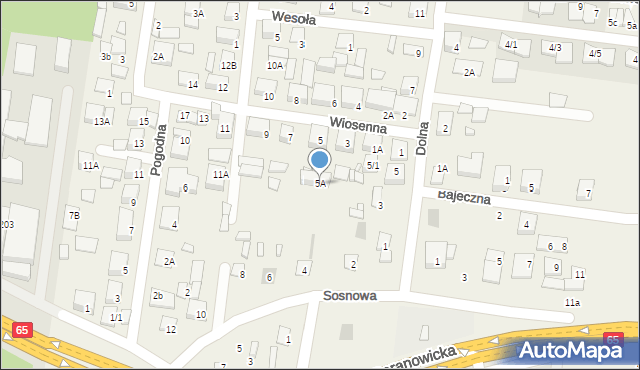 Zaścianki, Wiosenna, 5A, mapa Zaścianki