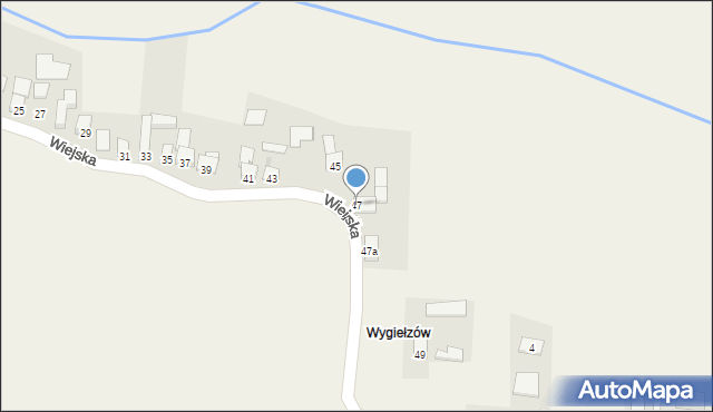 Zawada, Wiejska, 47, mapa Zawada