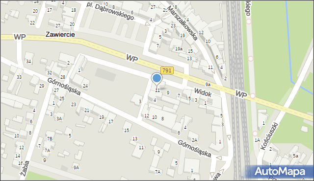 Zawiercie, Widok, 11, mapa Zawiercie