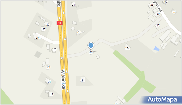 Zbytków, Wiślańska, 20, mapa Zbytków