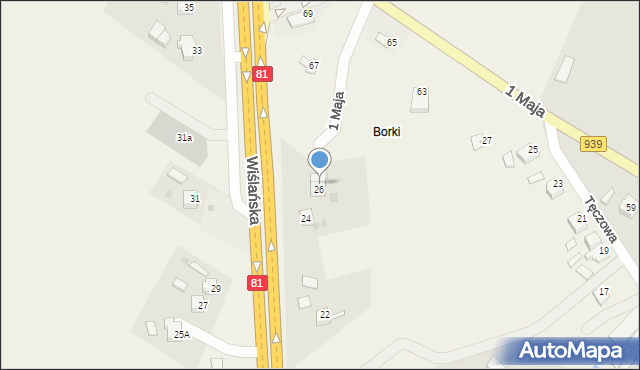 Zbytków, Wiślańska, 28, mapa Zbytków