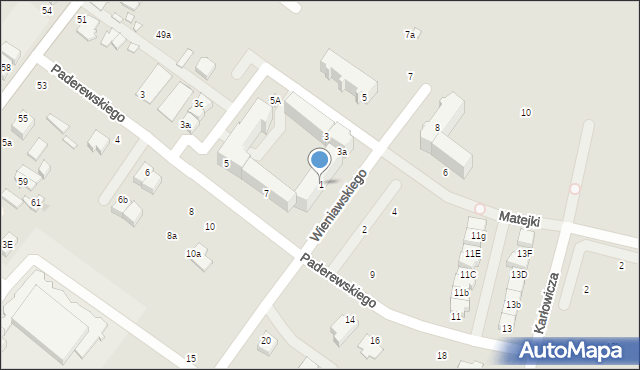 Zduńska Wola, Wieniawskiego Henryka, 1, mapa Zduńska Wola