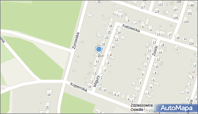 Zdzieszowice, Wigury Stanisława, inż. pil., 13, mapa Zdzieszowice