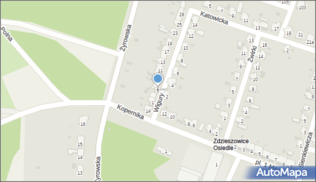 Zdzieszowice, Wigury Stanisława, inż. pil., 5, mapa Zdzieszowice