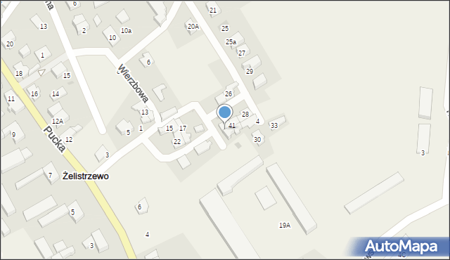 Żelistrzewo, Wierzbowa, 42, mapa Żelistrzewo