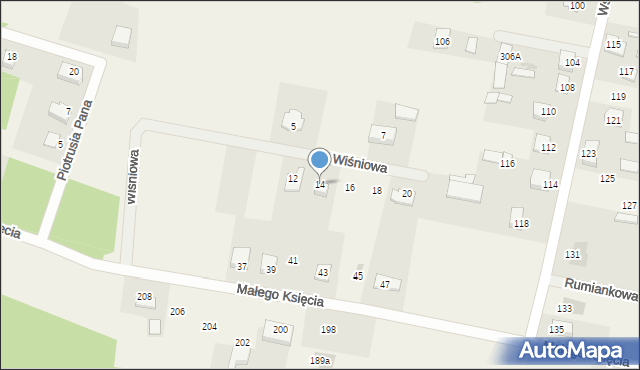 Żelków, Wiśniowa, 14, mapa Żelków