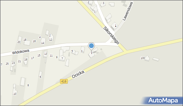 Żerdziny, Widokowa, 1, mapa Żerdziny