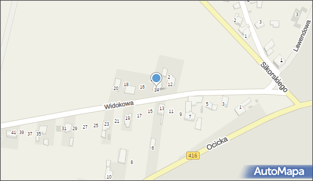 Żerdziny, Widokowa, 14, mapa Żerdziny