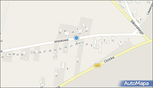 Żerdziny, Widokowa, 15, mapa Żerdziny