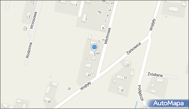 Żerkowice, Wichrowa, 1, mapa Żerkowice